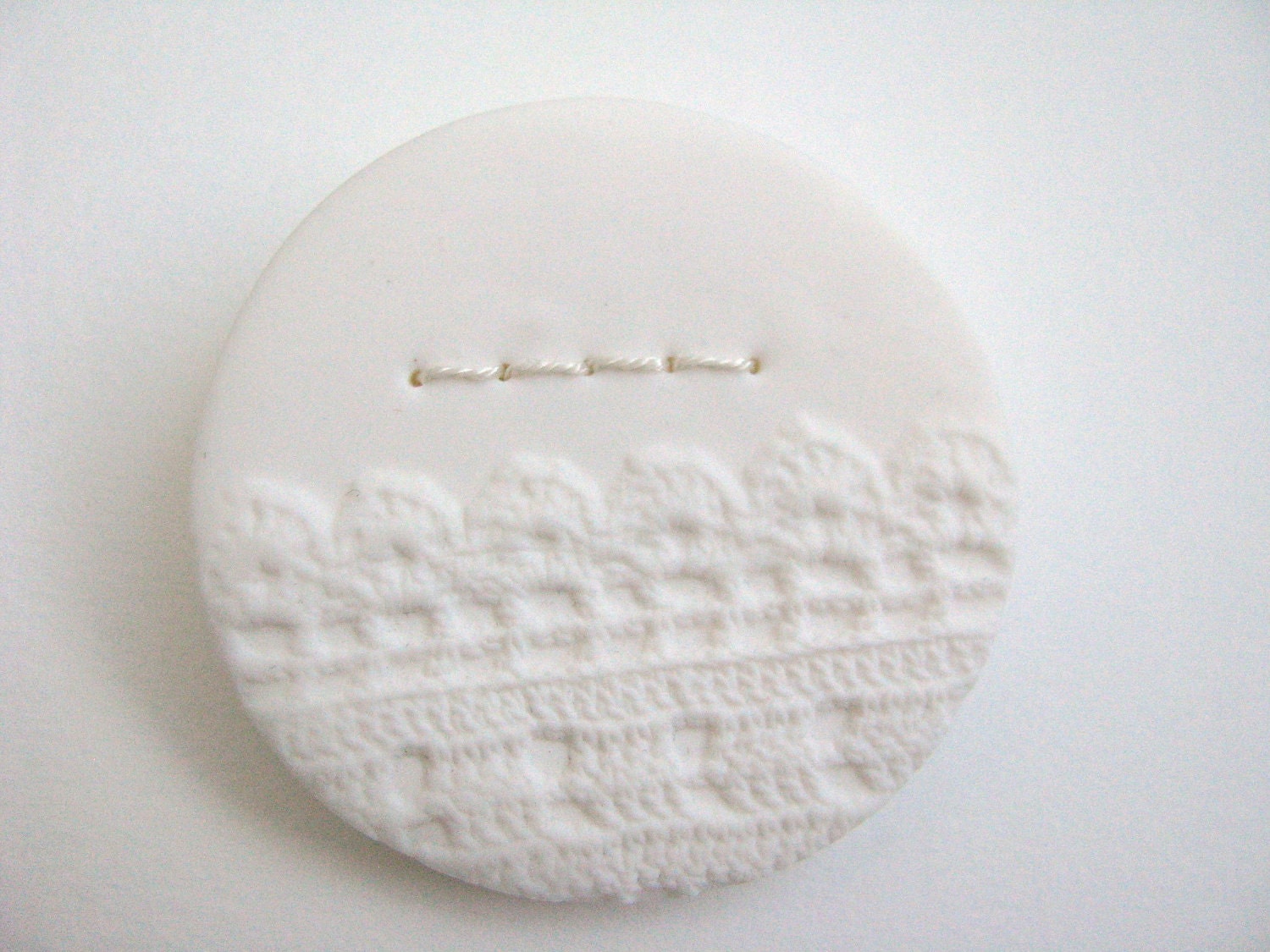 brooch with stitches - brooch WHITE NOISE series lace imprint - wedding brooch - white textured brooch