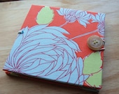 Tangerine mini accordion photo album/ brag book/ scrapbook with Chrysanthemums