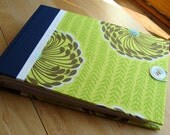 Navy, White & Lime Handmade Photo Album/ Scrapbook/ Guest Book - Amy Butler Delhi Blooms
