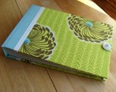 Handmade Photo Album/ Scrapbook/ Guest Book - Lime & Sky Blue "Delhi Blooms"