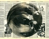 monotype on vintage dictionary sheet, ooak