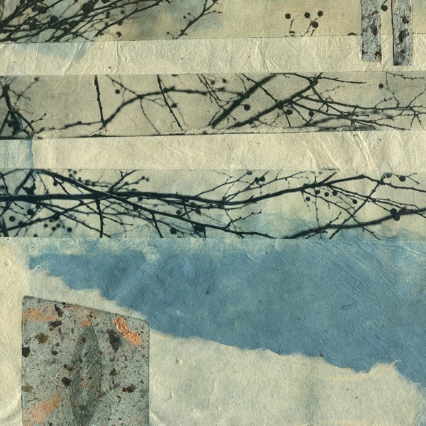 Fragment, Winter Walk, ooak print on handmade paper