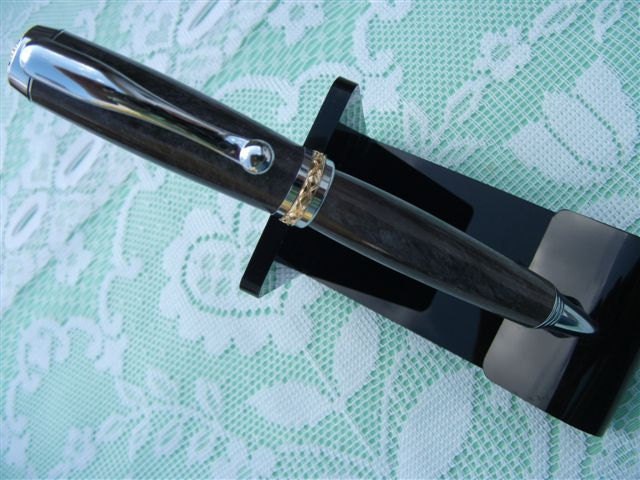 Acrylic  Pen, Triton Ballpoint Pen, Woodturning, Antique Silver Acrylic pen, homemade, Chrome/gold