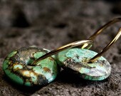 Turquoise and Gold Earring 18 karat plated, December birthday, December birthstone, natural turquoise, cool colors, unique earrings