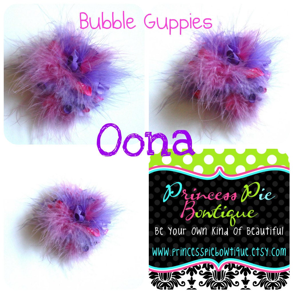 Bubble Guppies Oona Funky Marabou Korker Bow