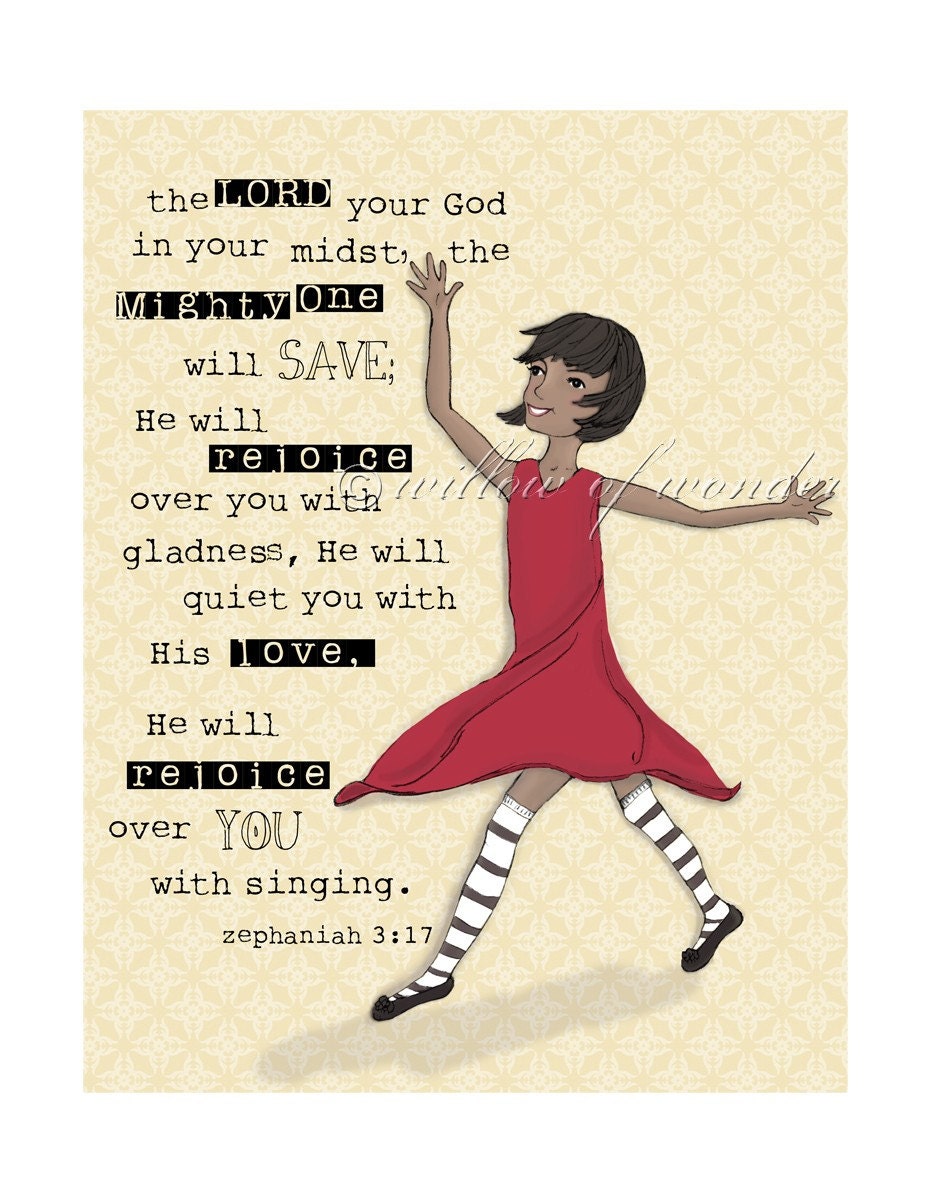 Zephaniah 3:17 Rejoice Over You - children's wall art - girl's nursery decor