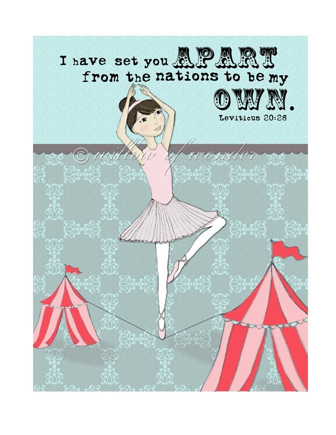 Ballerina Set Apart - scripture art print - children's room wall art - girl's nursery decor