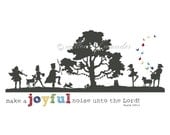 Bold Font - Silhouette Scripture Print - Make A JOYFUL Noise - Children's room wall art - boy or girl playroom or nursery decor