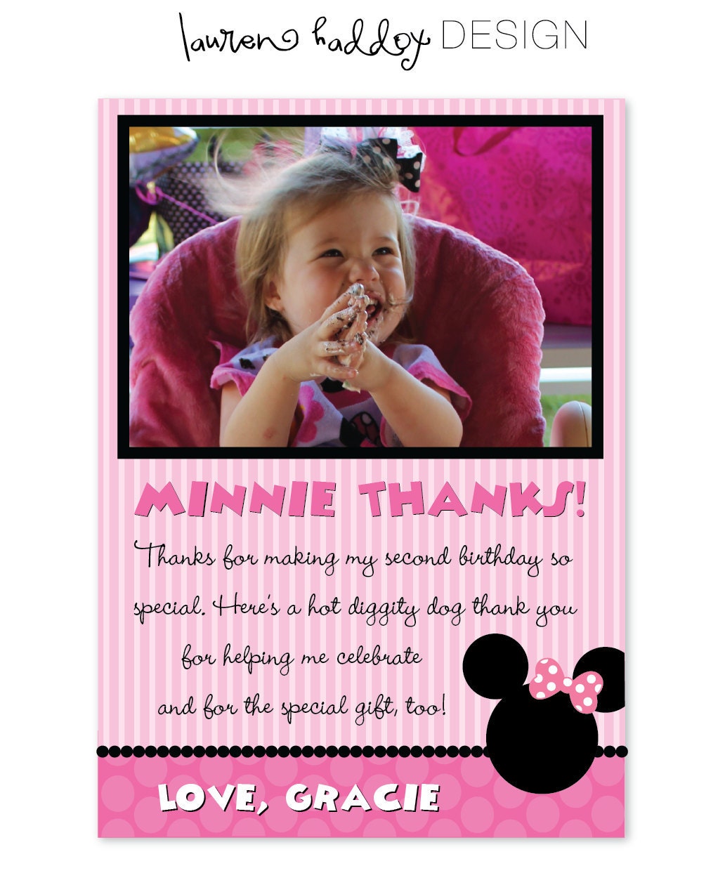 DIY, Minnie Mouse Photo Thank You Cards Il_570xn