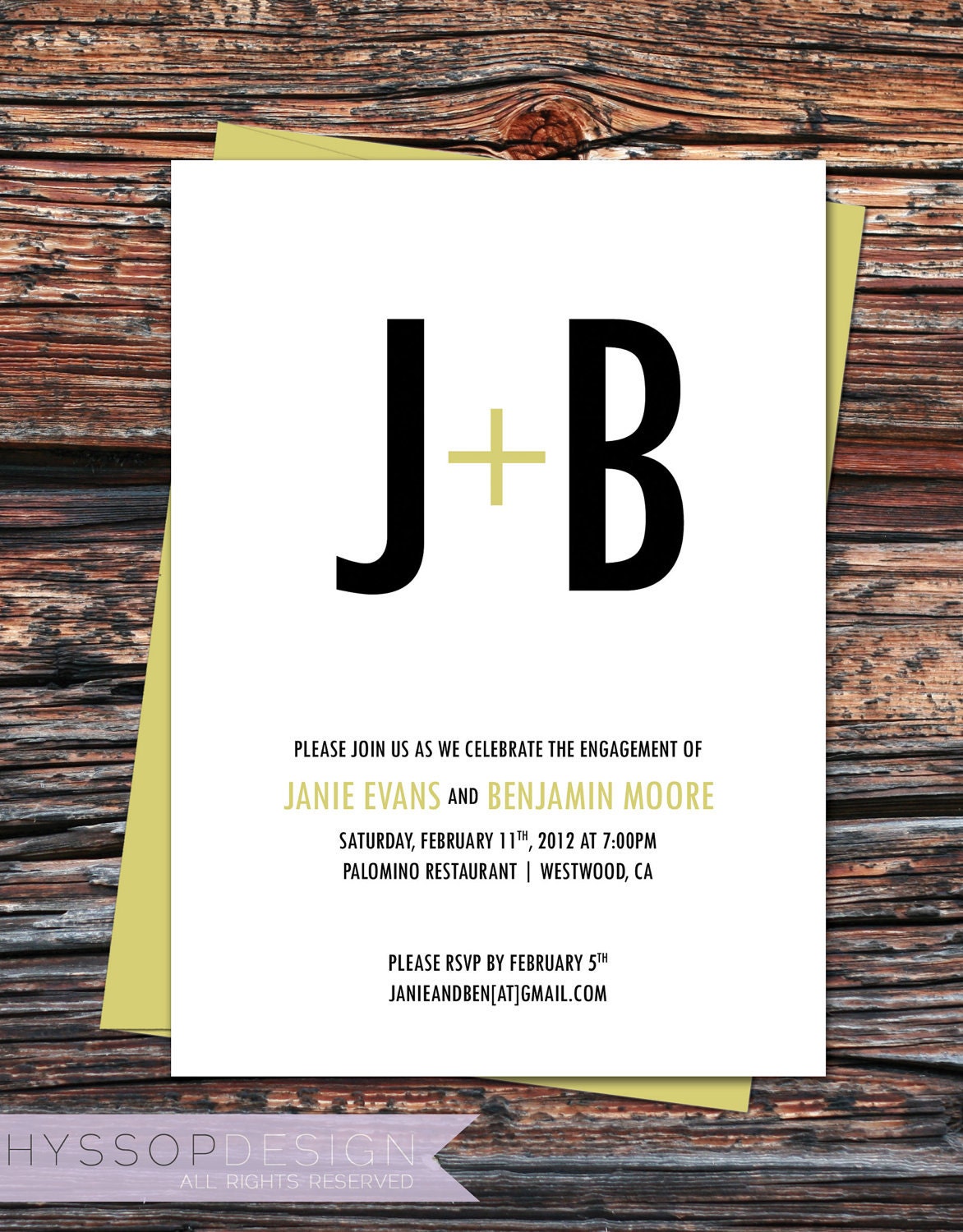 Printable/DIY - Urban Initials Typography Engagement Party Invitations
