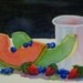 Original Painting, Barbara Rosenzweig, Etsy, Colorful Fruit Morning Coffee Still Life Kitchen Gift for Her