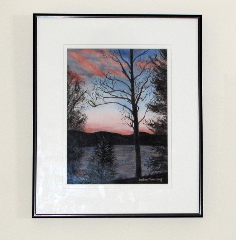 Sunset Lake, Barbara Rosenzweig, Art Print, Etsy, Reproduction of Original Watercolor Painting