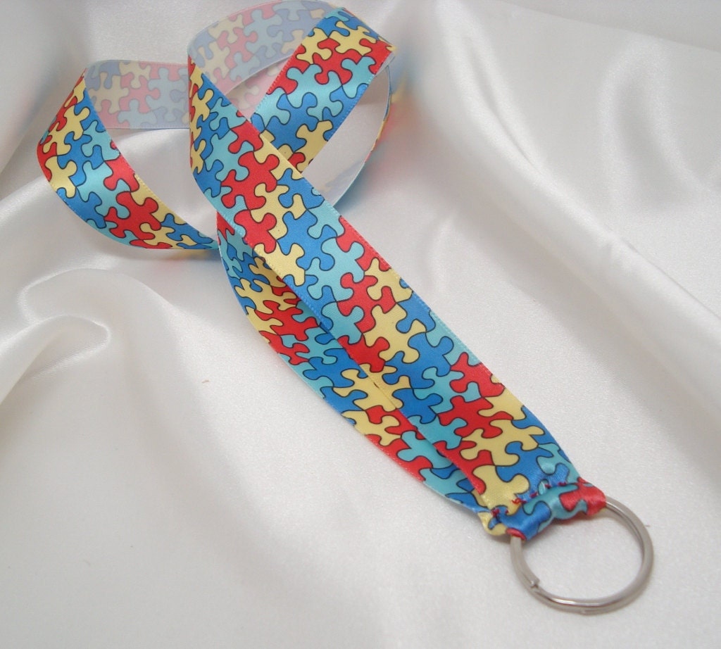 Autism Awareness ID Ribbon Lanyard