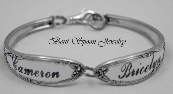 Personalized Spoon Bracelet, Custom Engraved for Wedding - Bridal - Anniversary,  Spoon Bracelet.. Silverware Jewelry  Custom Personalized