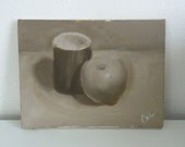Grayscale Apple Still Life Painting
