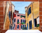 Venetian Apartments painting collage and acrylic on canvas