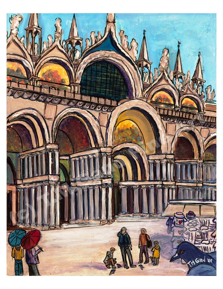 8x10in St.Marks Square orig. art print by T.M.Gand: St. Marks Square