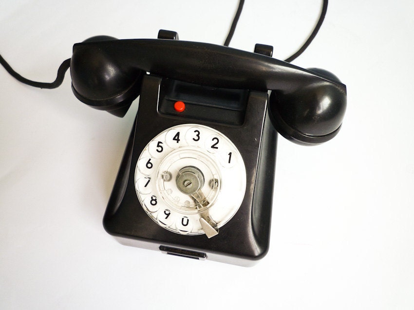 Vintage Antique 50s Rotary Phone Dial Bakelite Black 1954