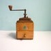 Vintage wooden coffee mill grinder burgundy cayenne wood