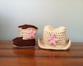 Crochet Cowboy or Cowgirl Hat and Boot Set Photography Prop