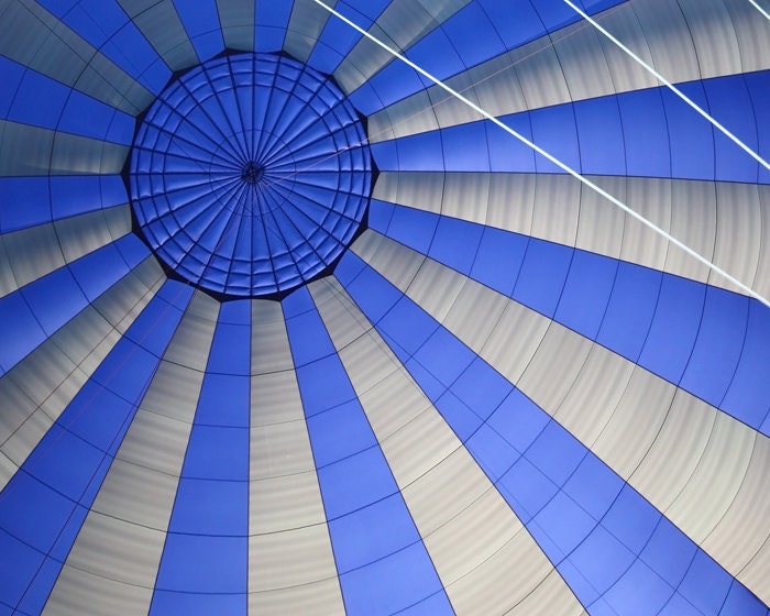 Hot Air Balloon Interior Design - Blue and White Stripes - Top of Balloon - Abstract Photograph - 8x10