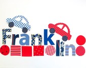 Custom name decals - 8 letters with character - reuseable, removable personalized fabric wall stickers, custom colors