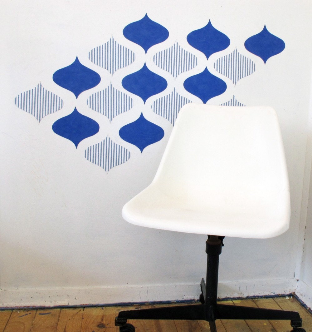 Interactive wallpaper - large magnetic wall art set - blue, white motif