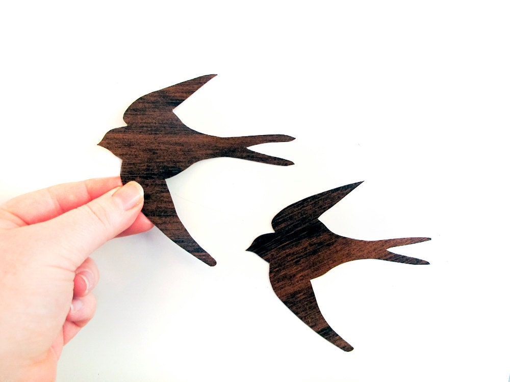 Swallow magnets pair - woodgrain