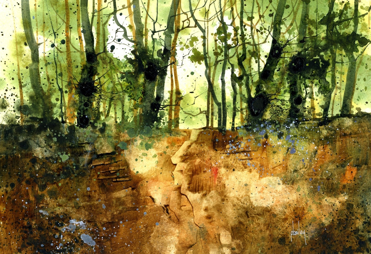 Original watercolour painting - Camouflage copse