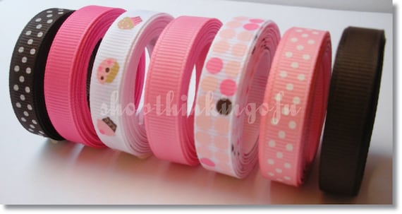 Sweet Cupcake-Me-Colors -- 3/8 inch Grosgrain Ribbon Lot/Collection (14 yards)