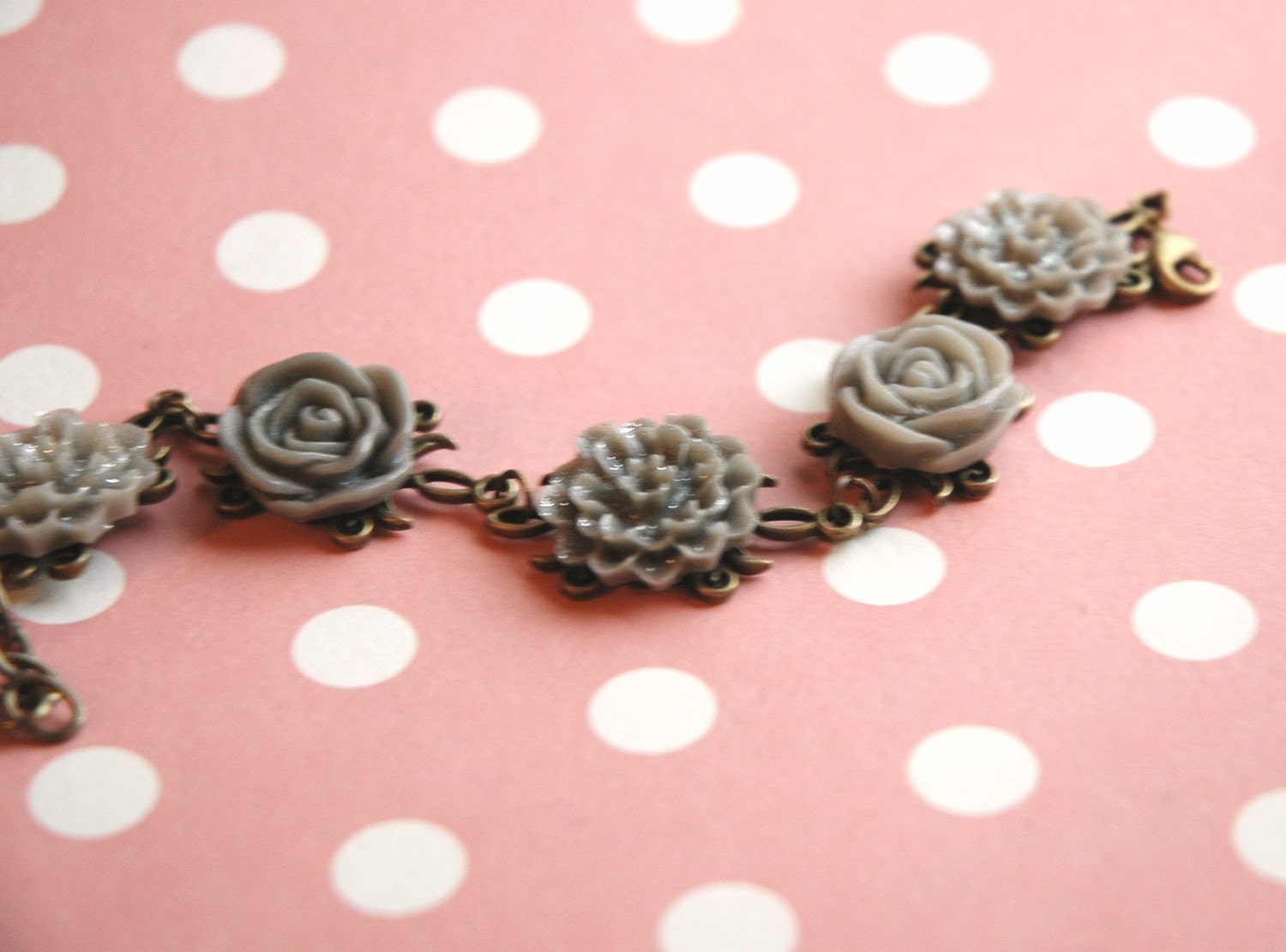 Stunning Grey Flowers Bracelet