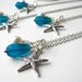 Teal Bridesmaid Starfish Beach Cluster Necklaces for a Beach Wedding. Other colors available.