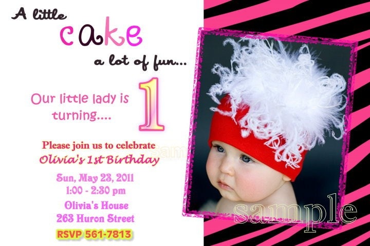 Hot Pink Zebra Girl Custom Birthday Invitation, Photo Invitation, DIGITAL, Printable, Matching Thank You Card, Party Favors Available