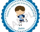 Roller Skate - 4 Designs for Boys - Personalized Stickers, Custom, Labels, Gift Tags, Envelope Seals, Party Favor, Baking, Goodie Bags, Roller Skate, Boy, Blue, Birthday, Baby Shower, Thank You, Set of 20 (2") or 12 (2.5")