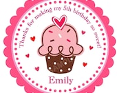 Sweet Cupcake - Personalized Stickers, Custom, Labels, Gift Tags, Envelope Seals, Address Labels, Party Favor, Baking, Goodie Bags, Treats, Cupcake, Birthday, Baby Shower, Set of 20 (2" Round) or 12 (2.5" Round) - Wording & Fonts Customizable