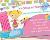 Water Fun Pool Party Custom Birthday Invitation, Photo Invitation, DIGITAL, Printable, Matching Thank You Card, Party Favors Available