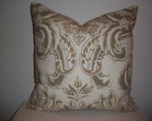 20 x 20 Cream and Tan Oversized Floral Designer Pillow Cover - Decorative Throw Pillow (18x18 and 13x19 also available)