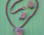 1950s Pink Rhinestone Demi Parure Vintage