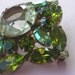 Vintage Green Rhinestone Brooch 1950s 1960s Aurora Borealis