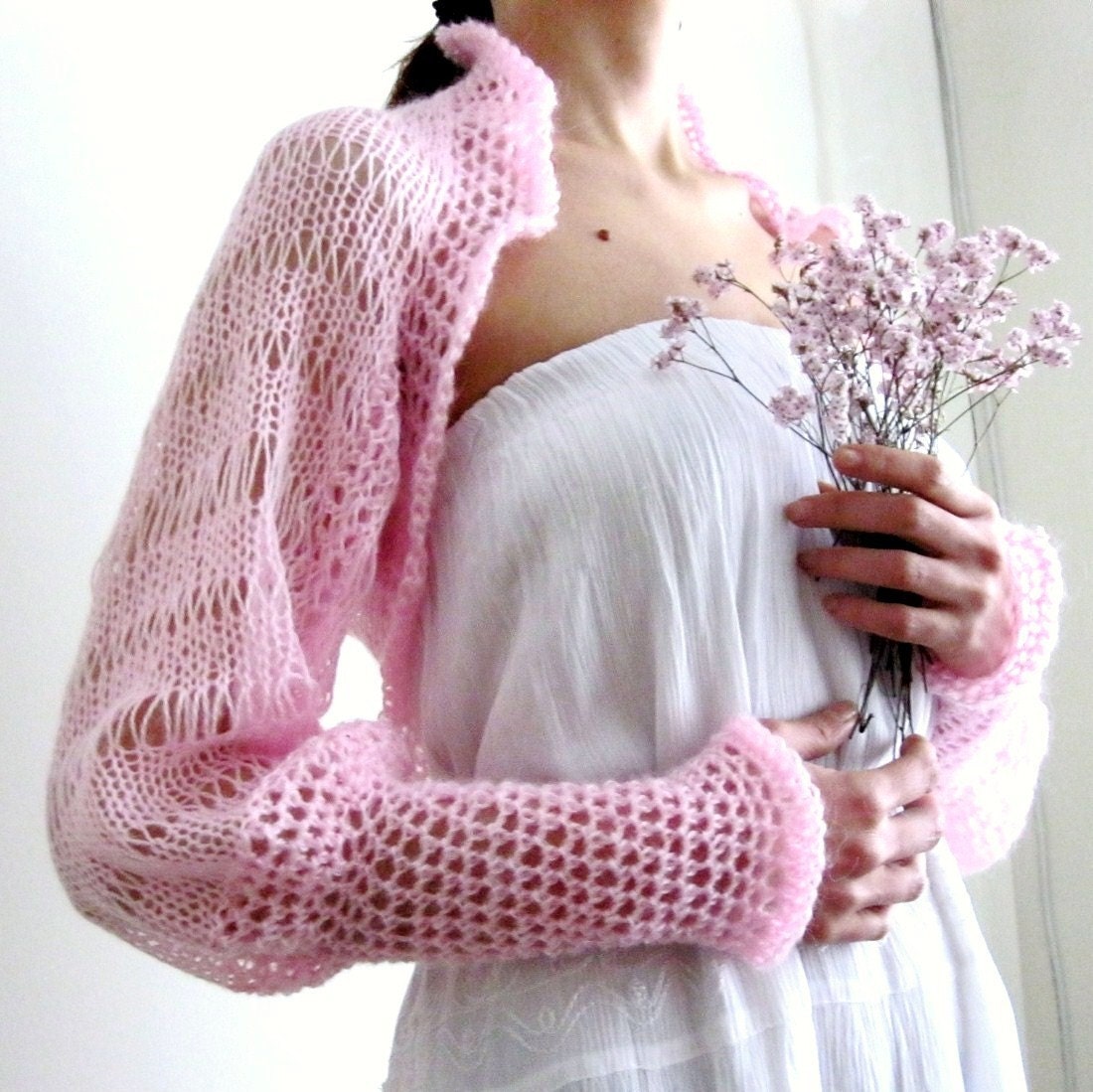 SPRING  FAIRY...Hand Knitted Shrug