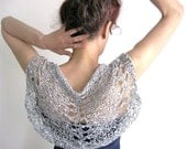 SILVER GRAY Shrug  ....Elegant Hand Knitted Summer Shrug