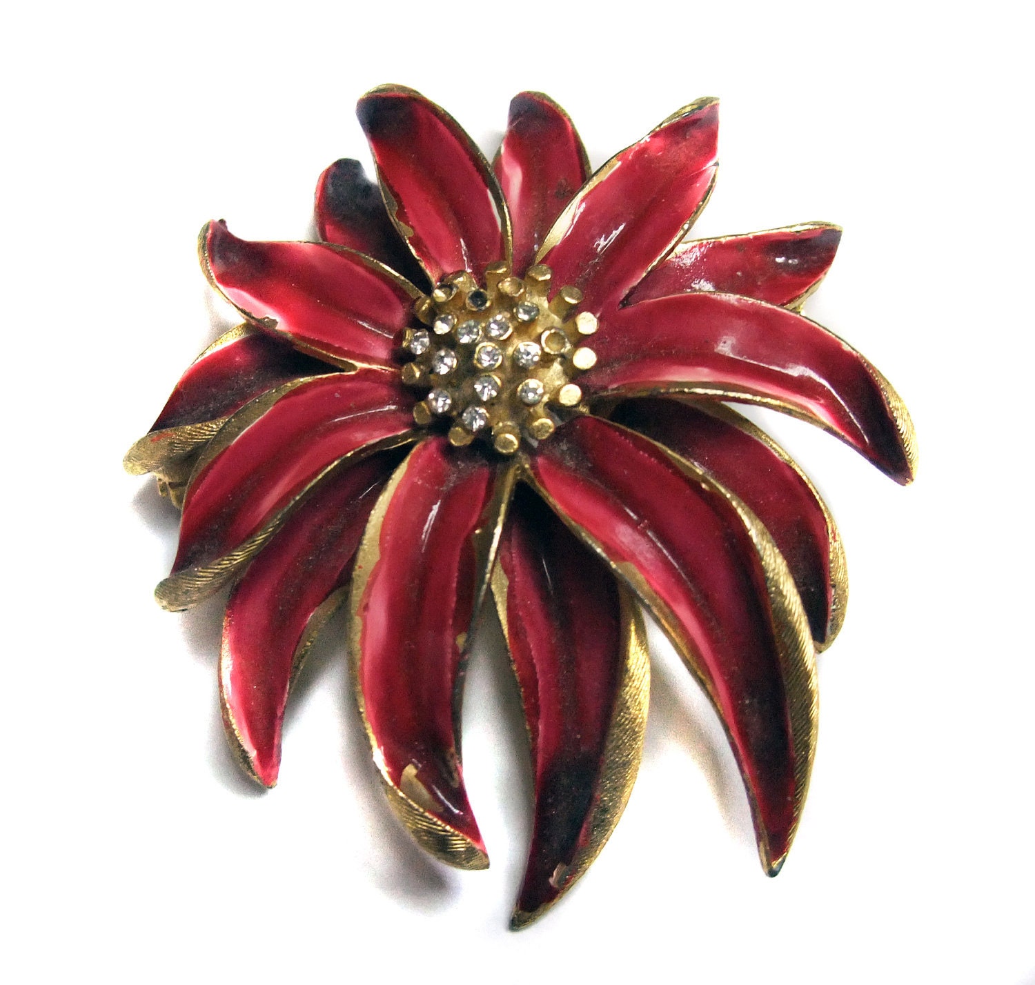 B.S.K Vintage Brooch Red flower