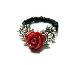 Small Red Rose Ring Stretch- Adjustable