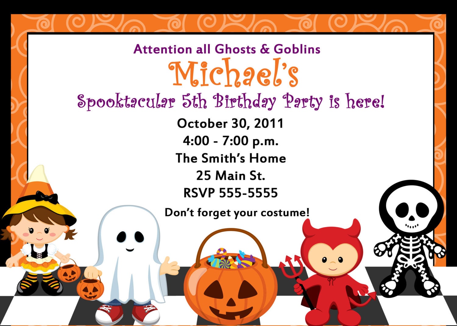 Kids Halloween Party Invitation - SALE