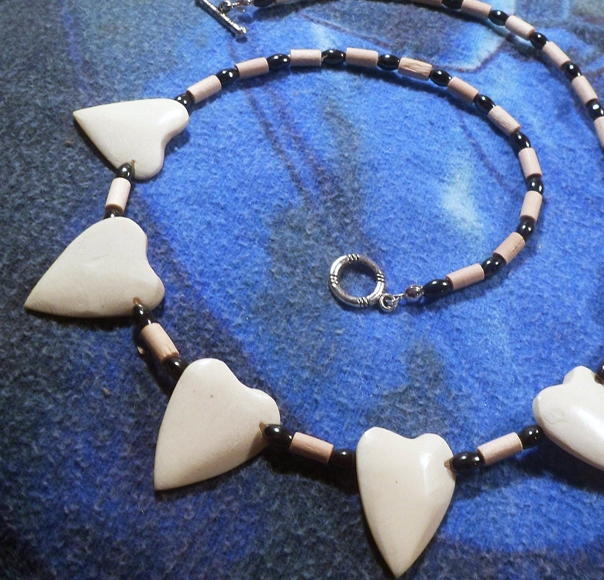 Bone Heart and Bamboo Magnetic Healing Necklace