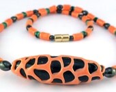21In Statement Orange Green Black Magnetic Healing Necklace