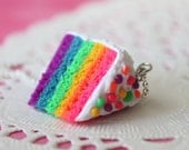 Miniature Food Jewelry - Rainbow Cake Necklace (silver plated ballchain) As seen in Make Jewellery and Making Jewellery Magazines