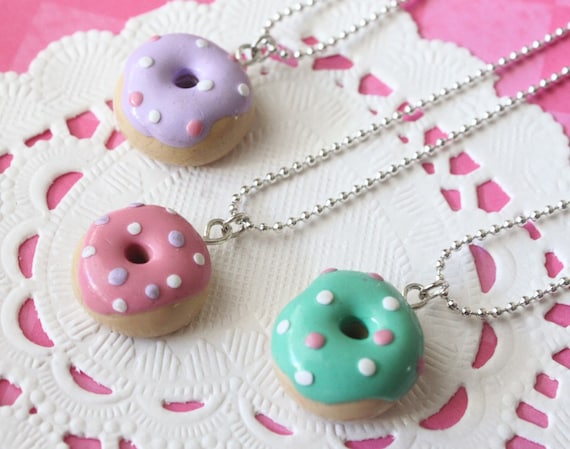 Kawaii Donut Necklace CHOOSE YOUR COLOR Miniature Food Jewelry