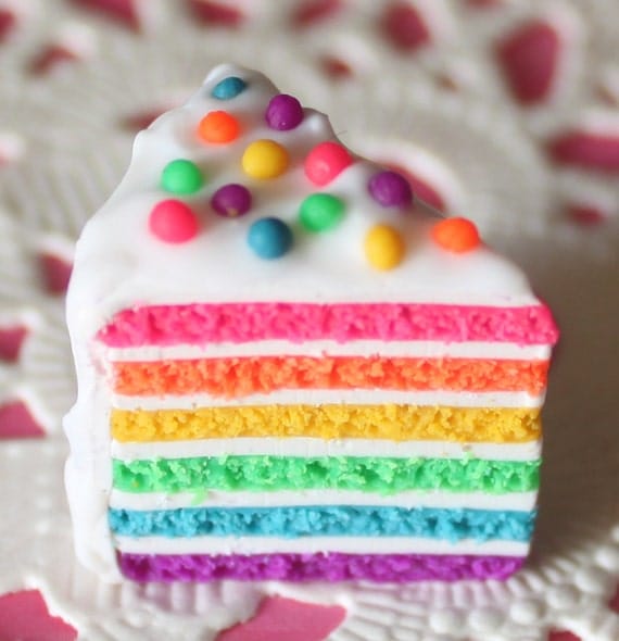 Rainbow Cake Necklace - Super cute :D (silver plated ballchain)
