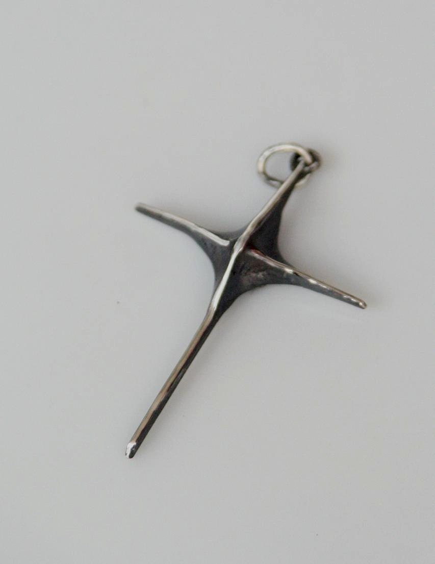 Large Forged Cross in oxidized silver fold formed